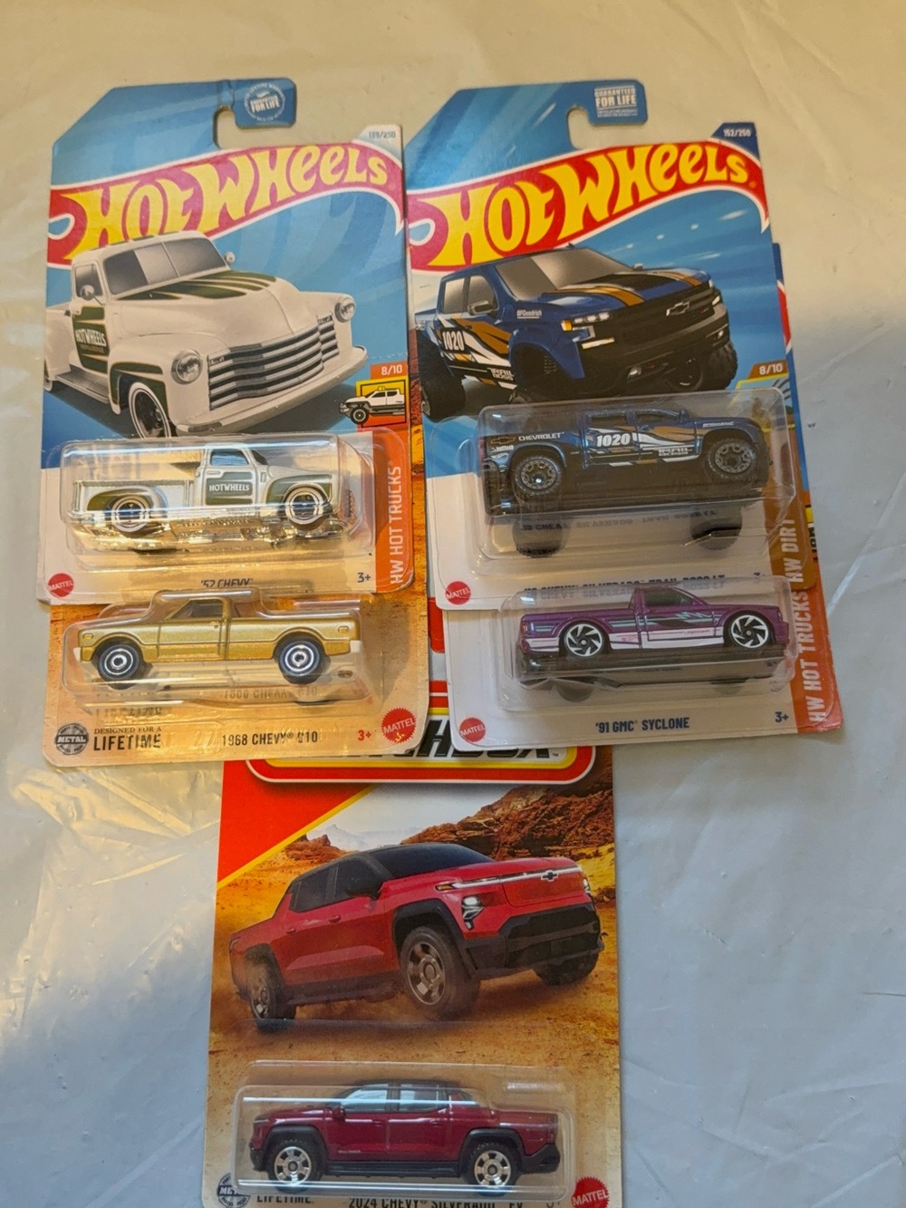 hot wheels and matchbox Chevy truck lot